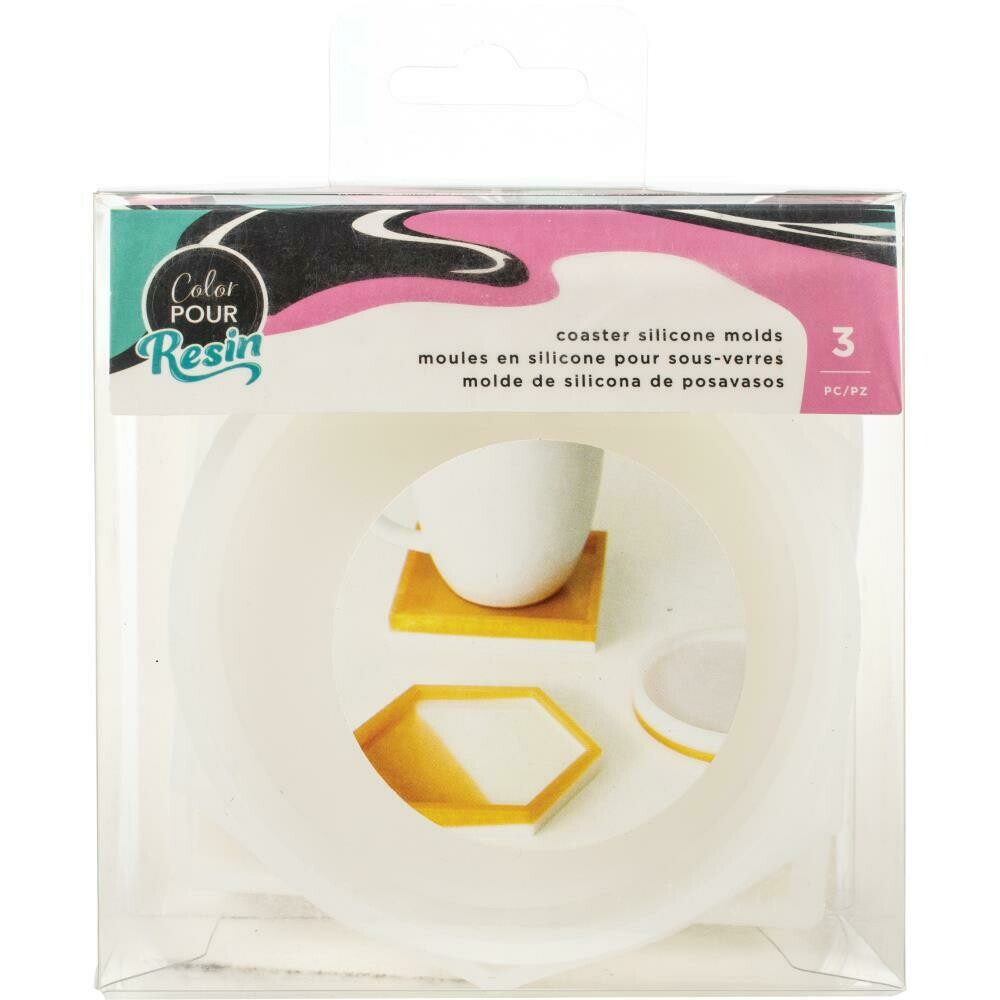 Colour Pour Resin Mould - Coasters - Circle, Square & Hexagon 3/Pkg