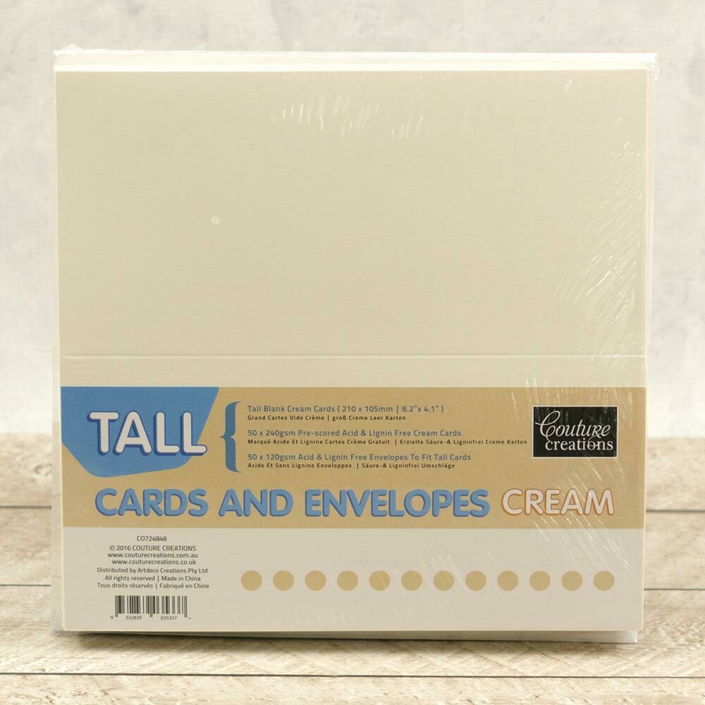 Card blanks - Tall (DL) Card + envelope set - Cream (50 pack)