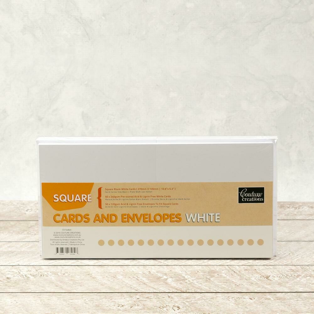 Square Card + envelope set - White (50 pack)