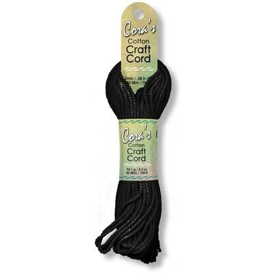 Cora&#39;s Cotton Craft Cord 2mm - Black - Macrame