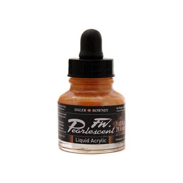 Daler-Rowney FW Pearlescent Acrylic Ink - Sun Orange 29.5ml