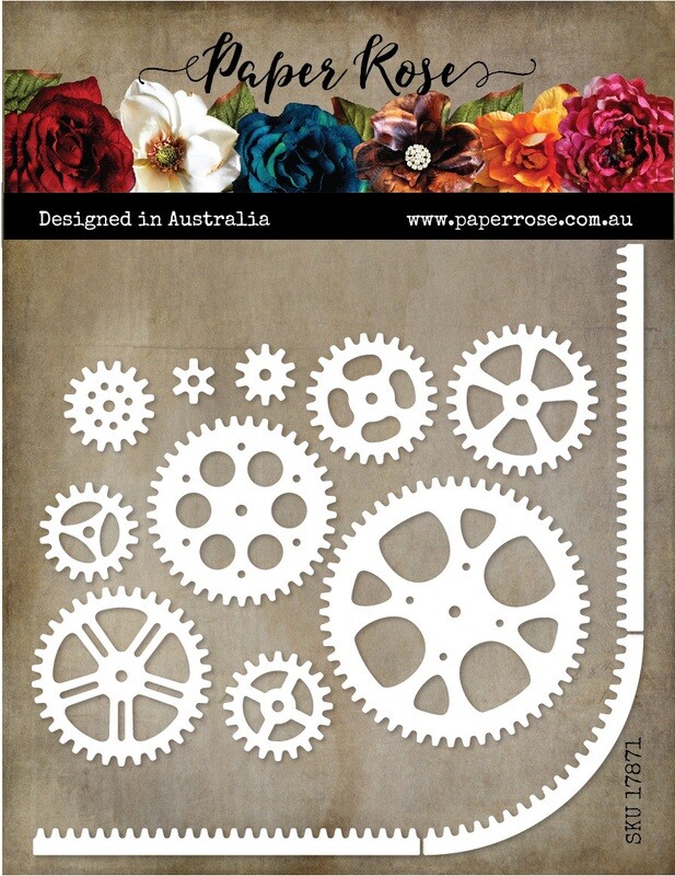 Paper Rose Metal Die - Cogs &amp; Track Border Set