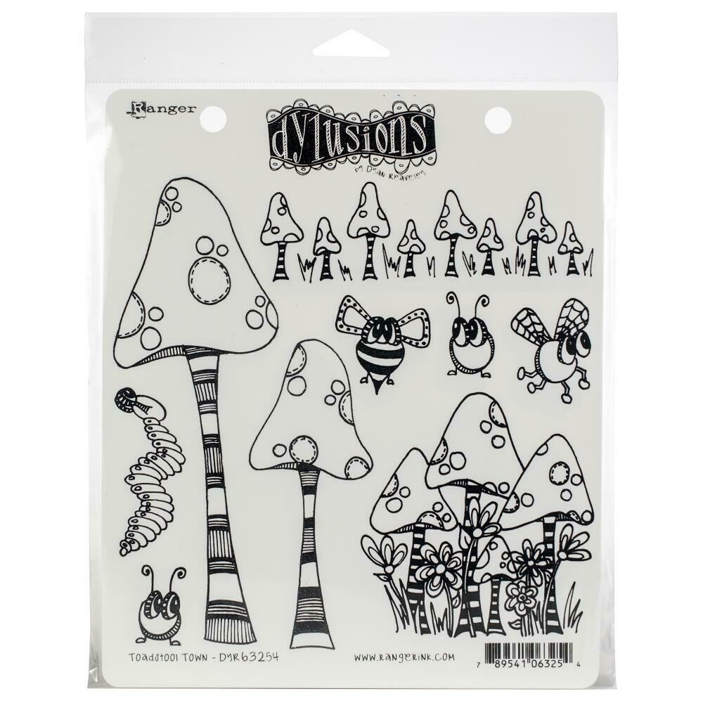 Dyan Reaveley's Dylusions Cling Stamp - Toadstool Town