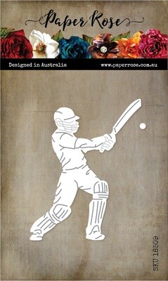 Paper Rose Metal Die - Cricket Player with Bat &amp; Ball
