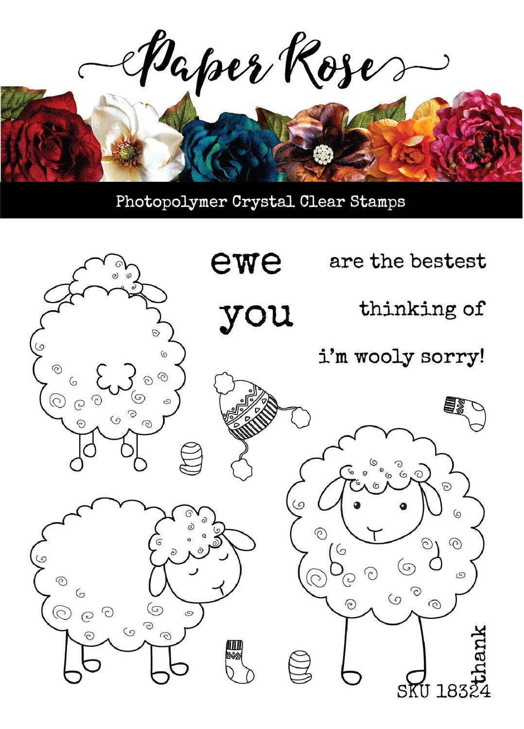 Paper Rose - Clear Stamp Set - Wooly Sorry 4&quot;x4&quot; 