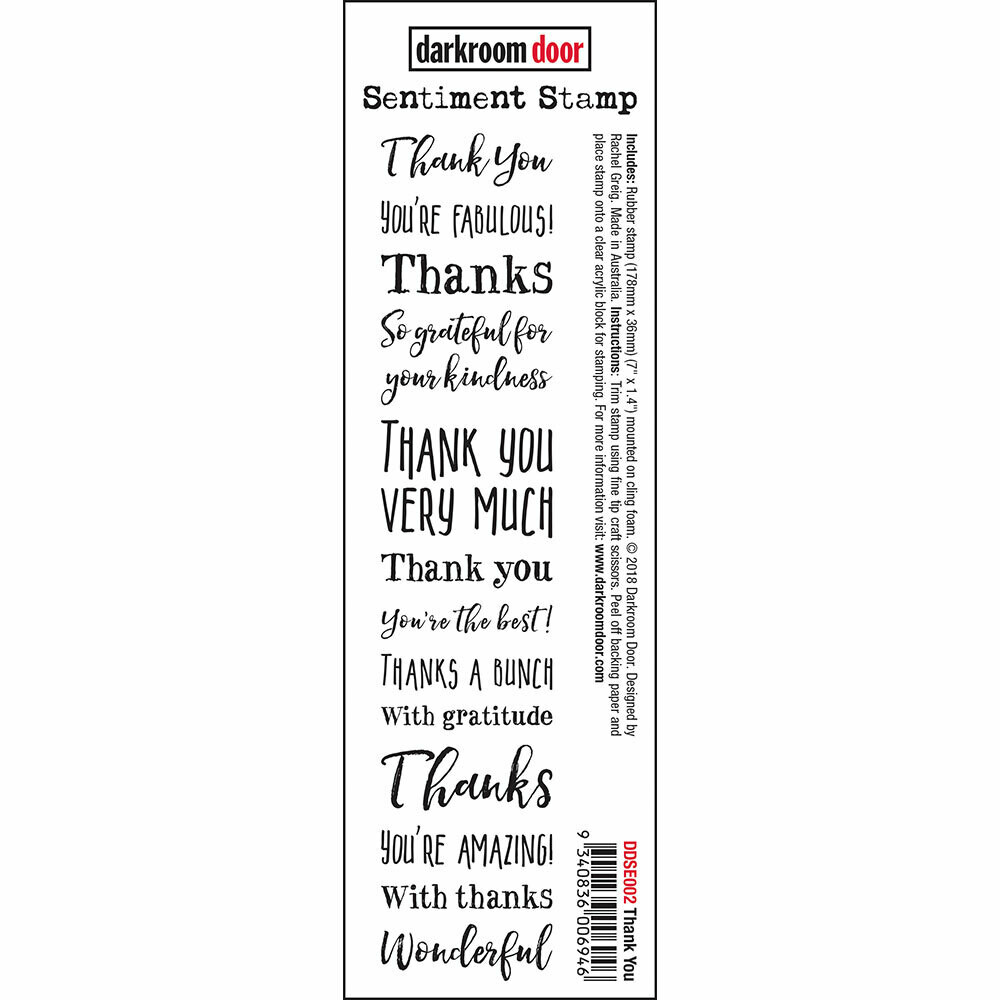 Darkroom Door - word strip Rubber Stamp Set - Thank You Sentiment 