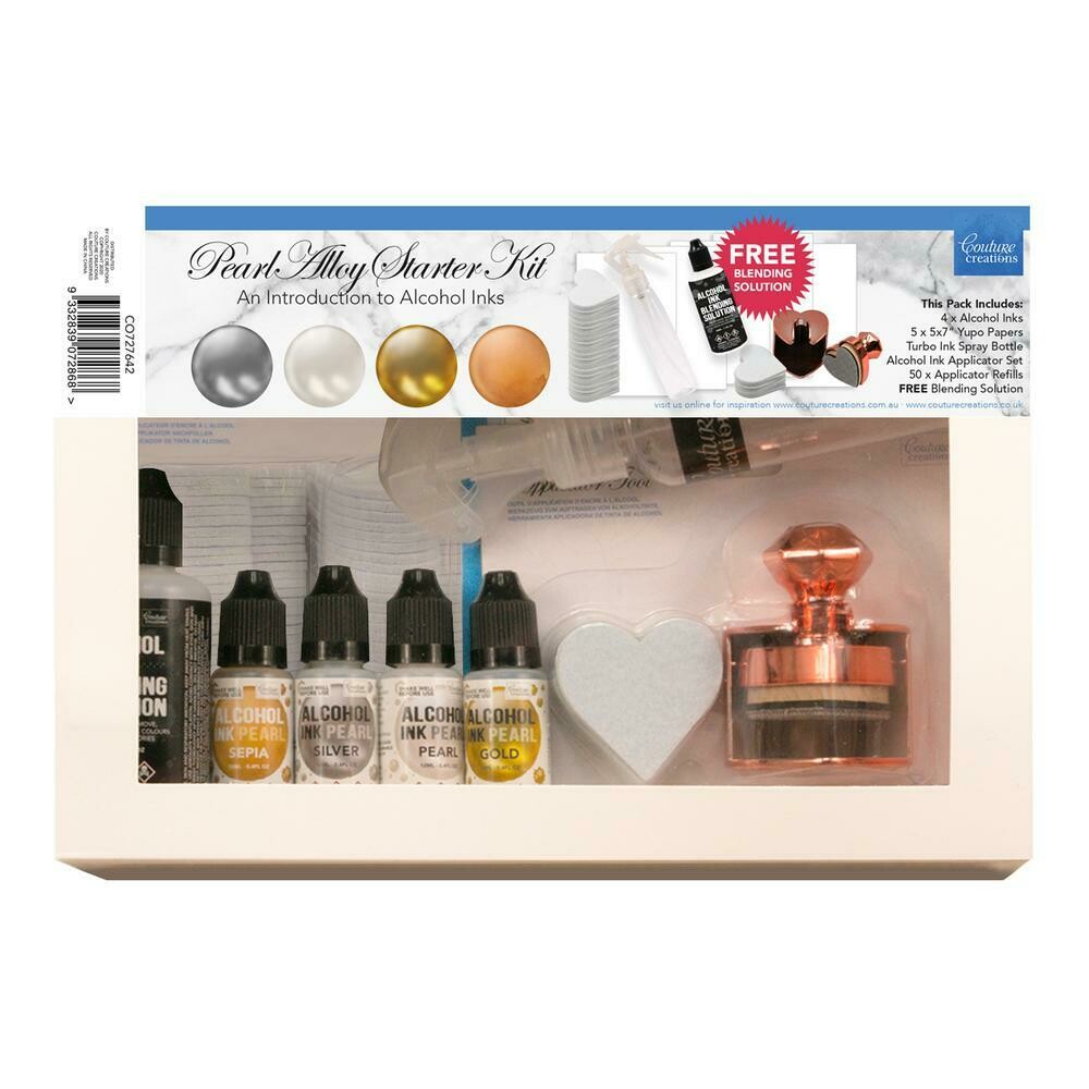 Couture Creations - Alcohol Ink - Pearl Starter Kit - 4 inks, blending sol, applicator tool + more