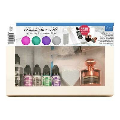Couture Creations - Alcohol Ink - Peacock Starter Kit - 4 inks, blending sol, applicator tool + more