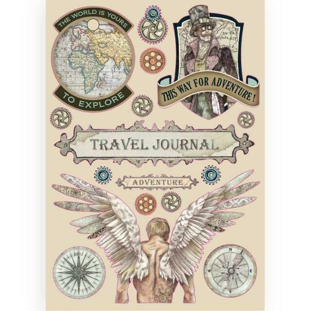 Stamperia - A5 Coloured wooden shapes - Sir Vagabond - Travel Journal by Antonis Tzanidakis 