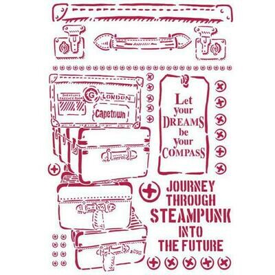 Stamperia Lady Vagabond Luggage - Stencil 21x29.7cm