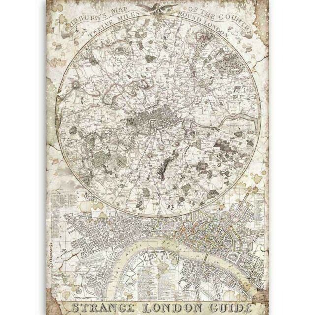 Stamperia - A4 Rice Paper Sheet - Lady Vagabond Strange London Guide