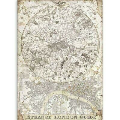Stamperia - A4 Rice Paper Sheet - Lady Vagabond Strange London Guide