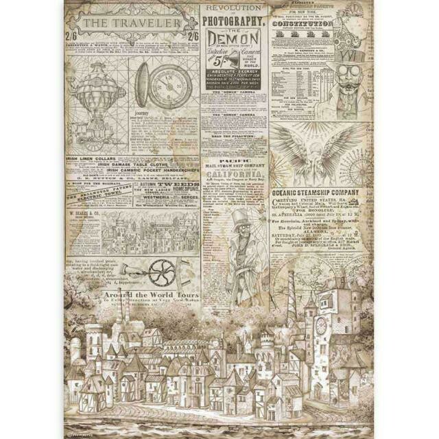 Stamperia - A3 Rice paper sheet - Sir Vagabond - The Traveler by Antonis Tzanidakis 