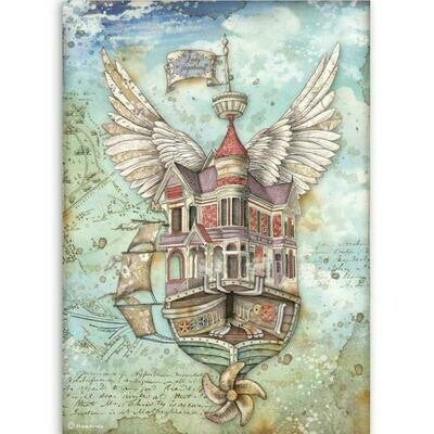 Stamperia - A4 Rice Paper Sheet - Lady Vagabond Flying Ship
