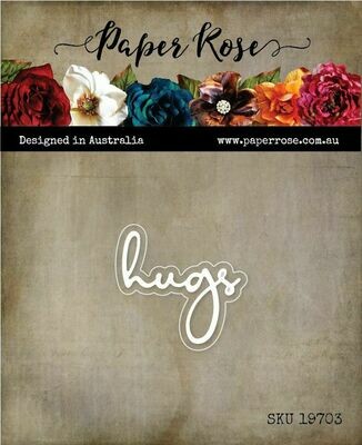 Paper Rose Metal cutting die - Hugs - Fine Script Layered Word 