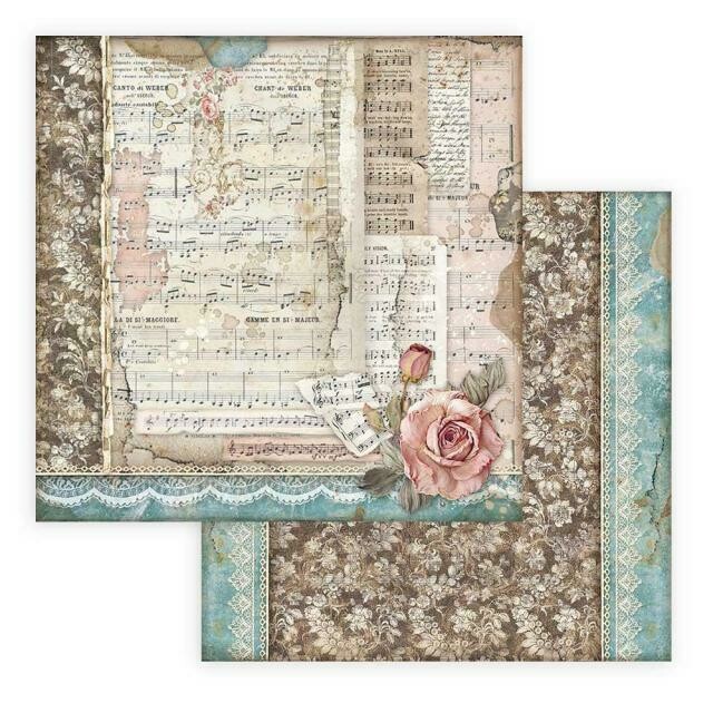 Stamperia - Passion - Roses and Music - Double-sided Cardstock 12&quot;x12&quot;