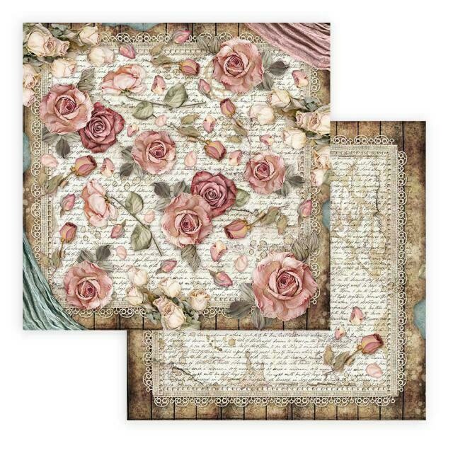 Stamperia - Passion - Roses and Laces - Double-sided Cardstock 12&quot;x12&quot;