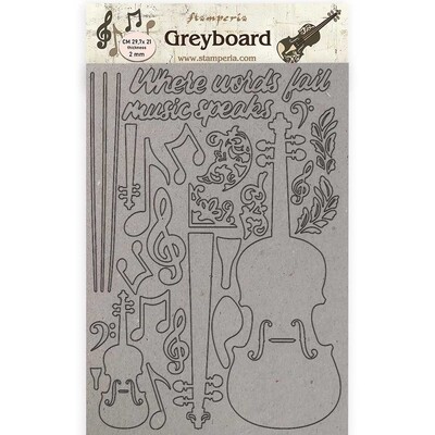 Stamperia - A4 greyboard cutouts - Passion Violin