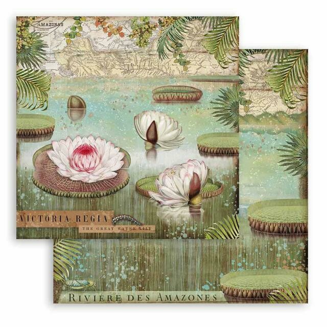 Stamperia - Amazonia - Water Lily - Double-sided Cardstock 12&quot;x12&quot;