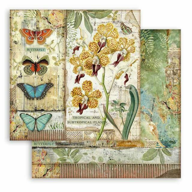 Amazonia - Orchid and Butterfly - Stamperia Double-sided Cardstock