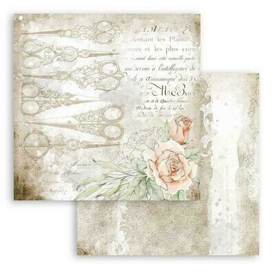 Stamperia - Romantic Collection - Threads - Scissors - Double-sided Cardstock 12&quot;x12&quot;