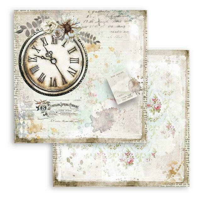 Stamperia - Romantic Collection - Journal - Clock - Double-sided Cardstock 12&quot;x12&quot;