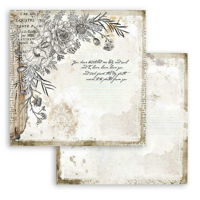 Romantic Collection - Journal - Corner w/Flowers - Stamperia Double-sided Cardstock 12"x12"