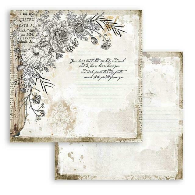 Stamperia - Romantic Collection - Journal - Corner w/Flowers - Double-sided Cardstock 12&quot;x12&quot;