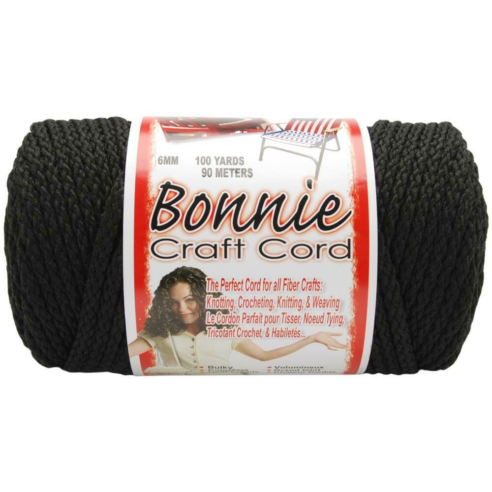 Bonnie Macrame Craft Cord 6mm - Black (100 yds)