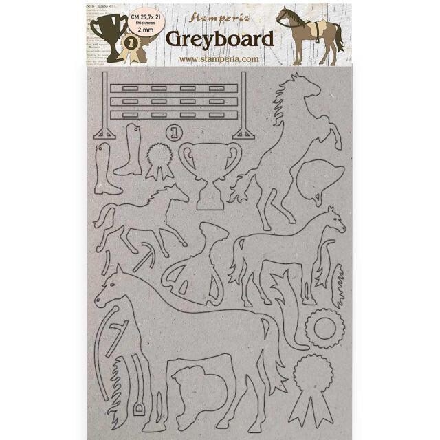 Stamperia - A4 greyboard cutouts - Horses Trophy  