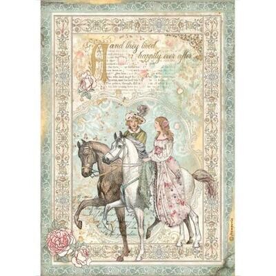 Stamperia - A4 Rice paper Sheet - Sleeping Beauty - Prince on Horse