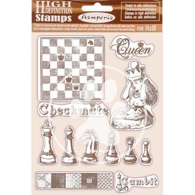 Stamperia - Natural Rubber Stamp - 14x18cm - Alice Checkmate