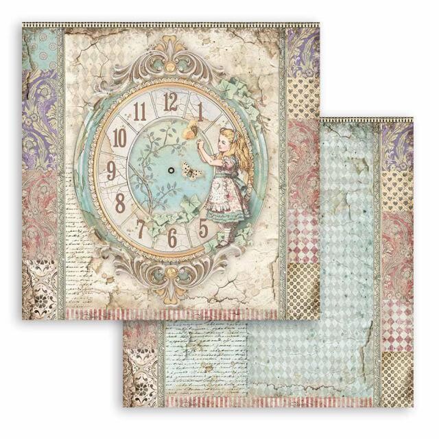 Stamperia - Double-sided Cardstock - 12"x12" - Alice - Clock