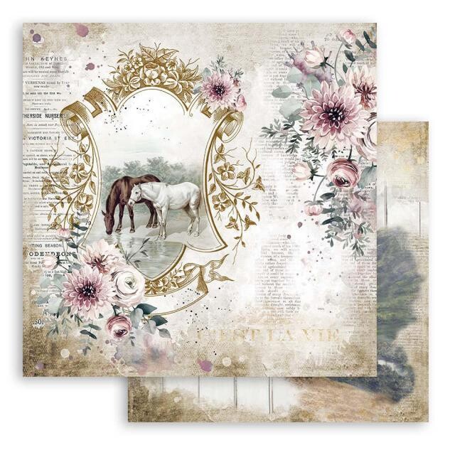 Stamperia - Double-sided Cardstock - 12"x12" - Horses - Lake