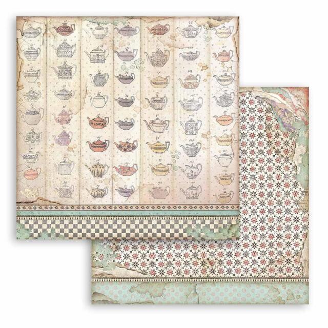 Stamperia - Double-sided Cardstock - 12&quot;x12&quot; - Alice - Tea Cup Texture