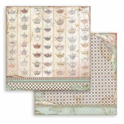 Stamperia - Double-sided Cardstock - 12&quot;x12&quot; - Alice - Tea Cup Texture