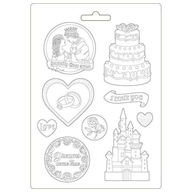 Stamperia - A4 Soft Mould - Sleeping Beauty - Castle and Cake