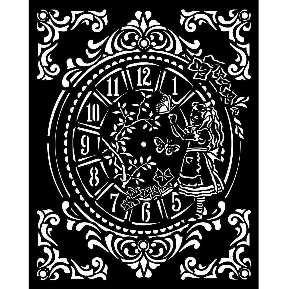Stamperia - Thick Stencil - 20x25 cm - Alice - Clock