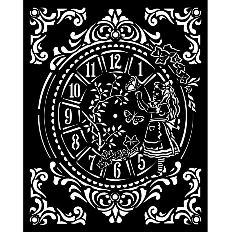 Stamperia - Thick Stencil - 20x25 cm - Alice - Clock