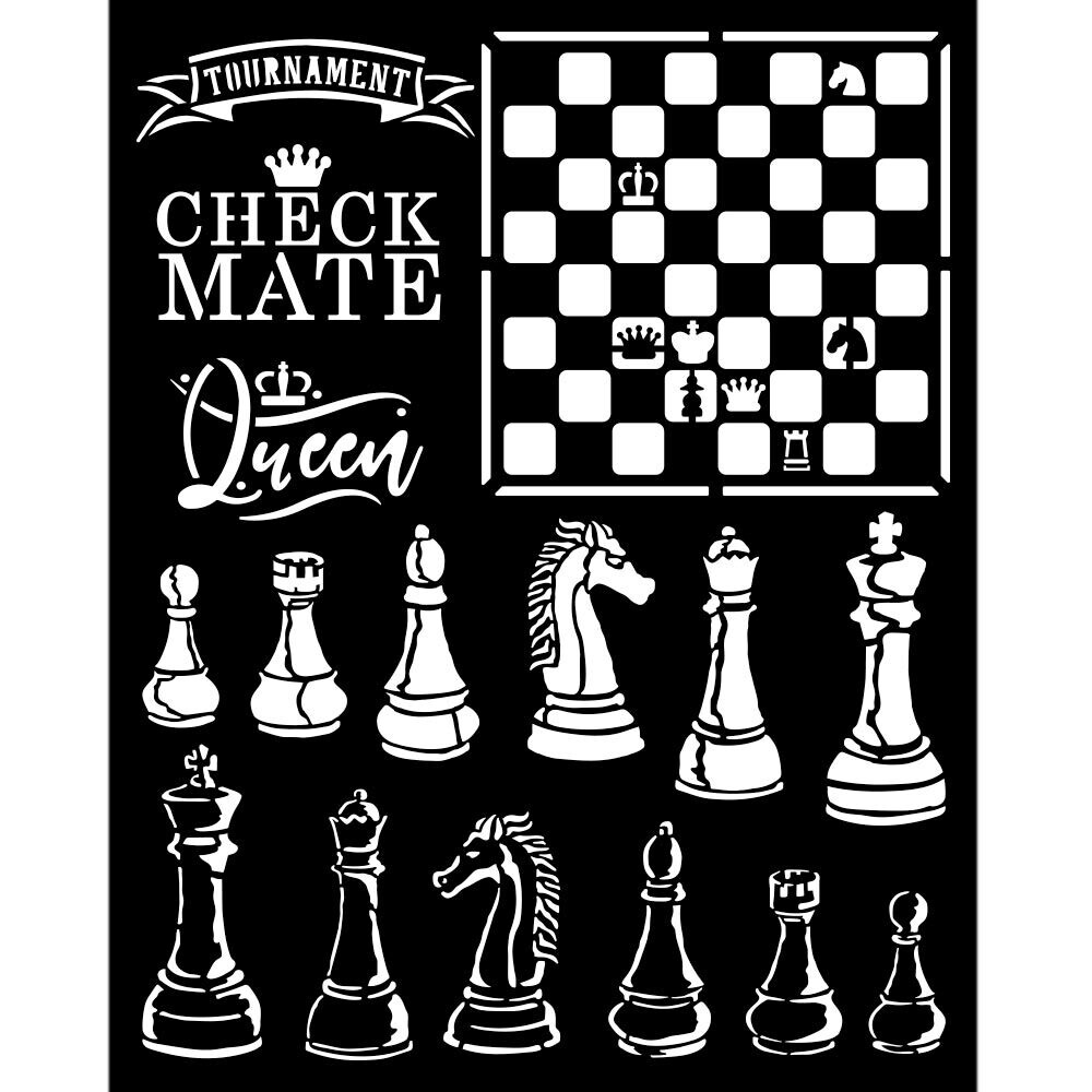 Stamperia - Thick Stencil - 20x25 cm - Alice - Checkmate
