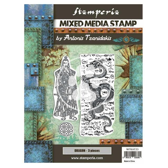 Stamperia - Sir Vagabond in Japan - Mixed Media Stamp - 15x20cm - Dragon by Antonis Tzanidakis 