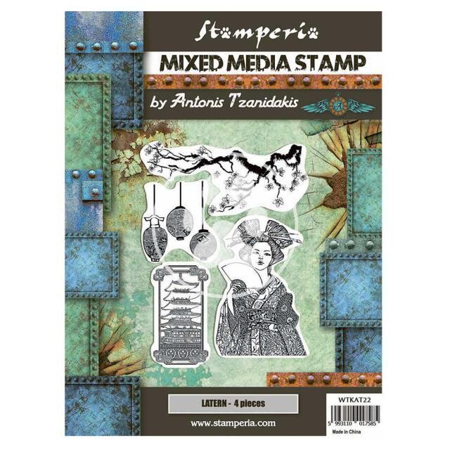 Stamperia - Sir Vagabond in Japan - Mixed Media Stamp - 15x20cm - Lantern by Antonis Tzanidakis 