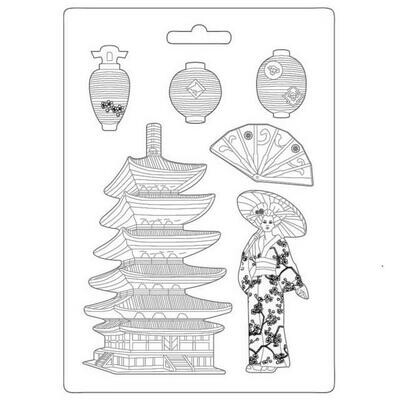 Stamperia - A4 Sir Vagabond in Japan - Soft Mould - Pagoda by Antonis Tzanidakis 