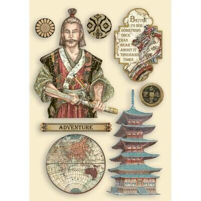 Stamperia - A5 Coloured wooden shapes - Sir Vagabond in Japan - Samurai by Antonis Tzanidakis 