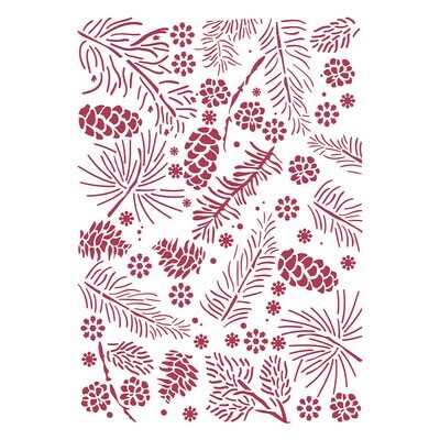 Stamperia Stencil - 21x29.7cm - Classic Christmas - Pinecones