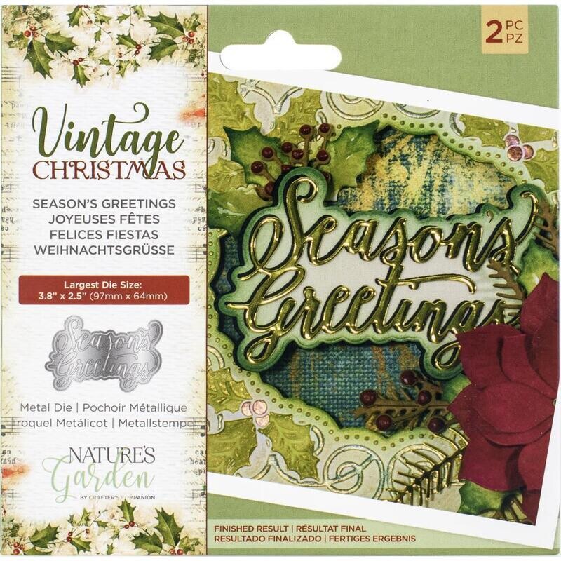 Crafter&#39;s companion Nature&#39;s Garden Vintage Christmas Die - Seasons Greetings