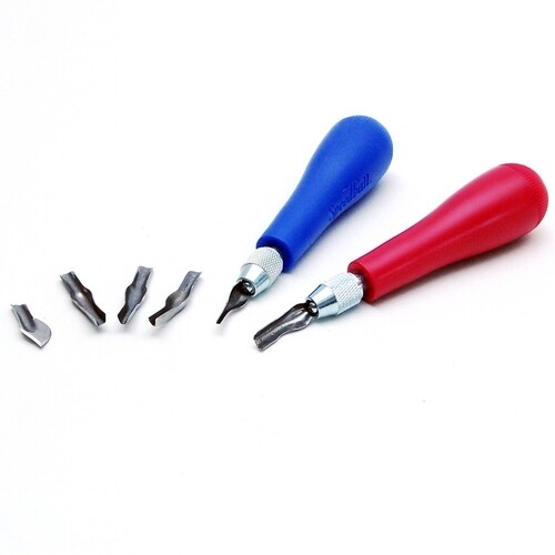 Speedball Lino Carving Cutter set with 6 blades and 2 handles