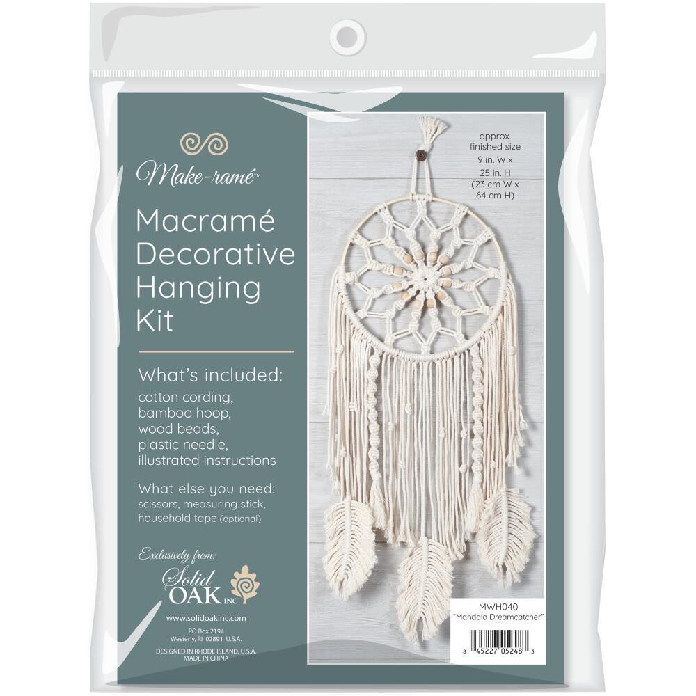 Solid Oak Macrame Hanging Kit - Mandala dreamcatcher