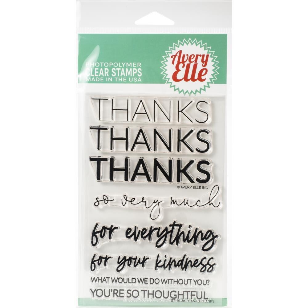 Avery Elle Clear Stamp Set 4&quot;x6&quot; - Thanks Thanks