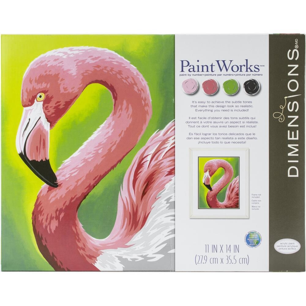 Dimensions - Paint Works - Paint by Number Kit - 11"x14" - Flamingo Fun